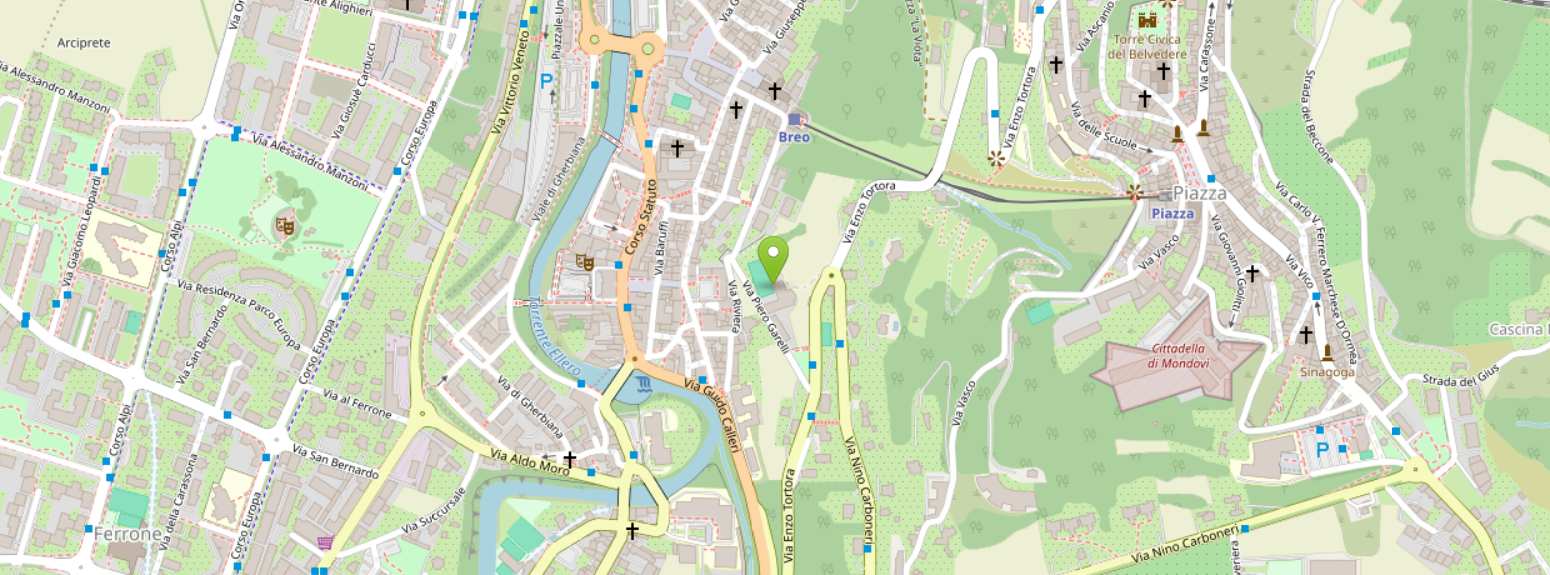 Mappa: l’Istituto in via Piero Garelli 25, fra Breo e Piazza